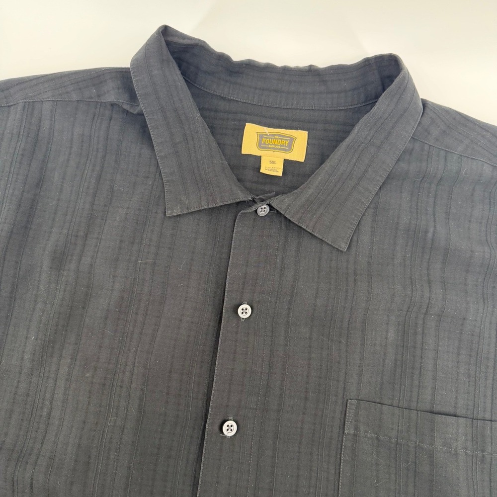Foundry Supply Co Mens 5XL Black Tonal Stripe Short Sleeve Button Down Shirt